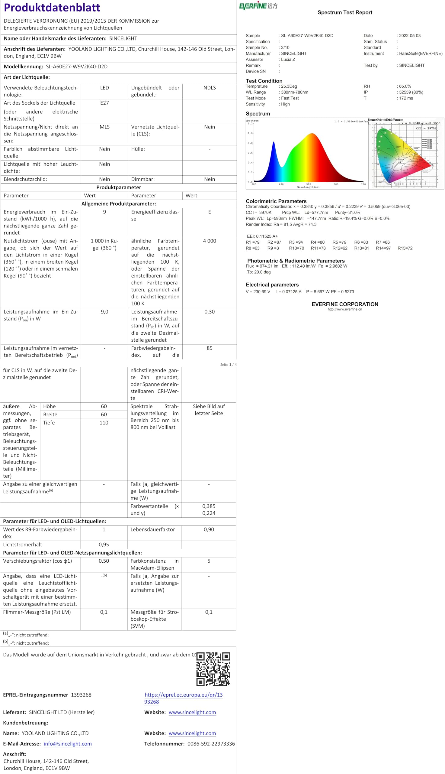 SINCELIGHT LED Glühbirne 9W mit Dualem Dämmerungssensor für Außenlampe ...