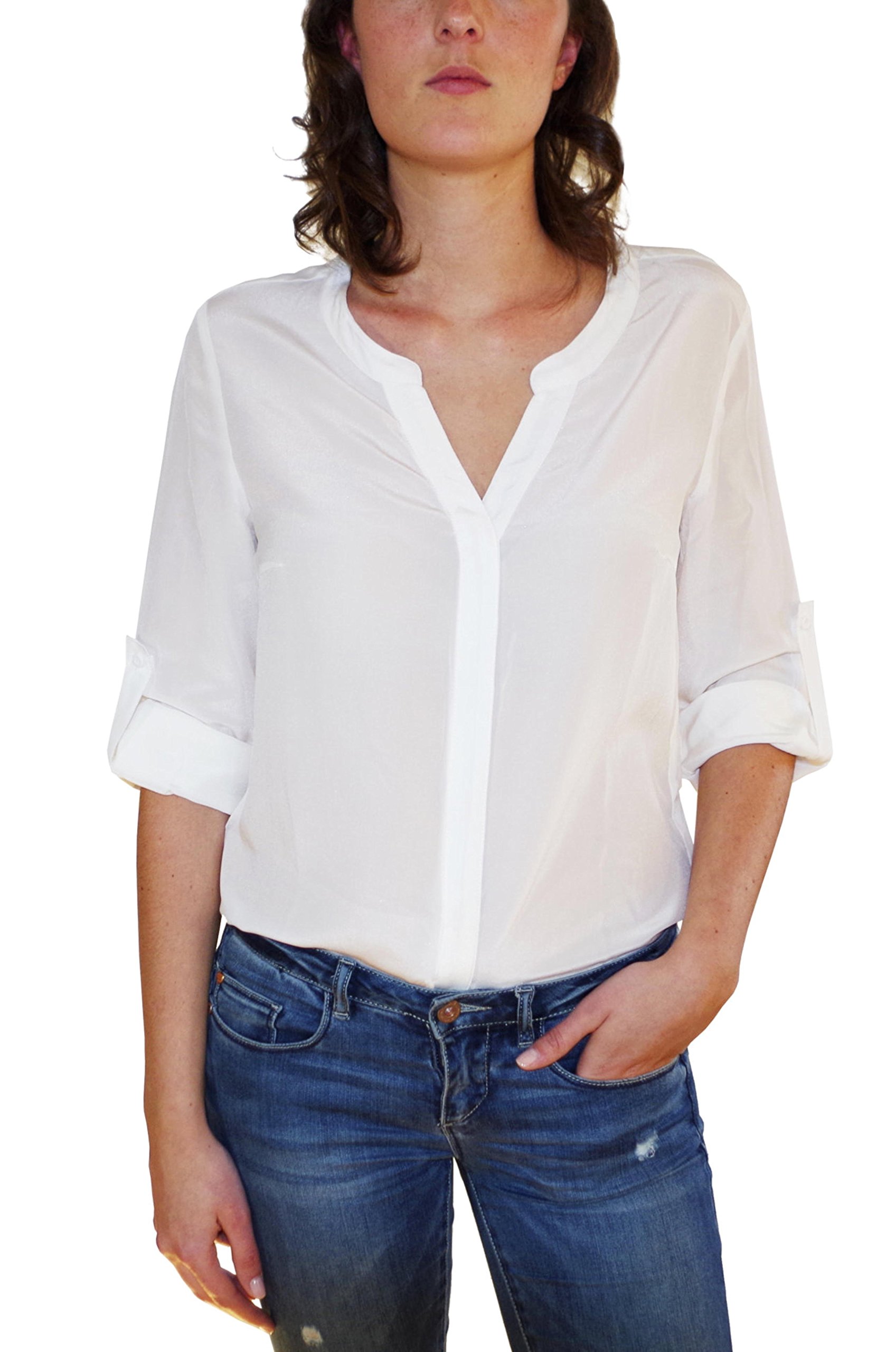 Posh Gear Donna Blusa Camicetta 100% Seta