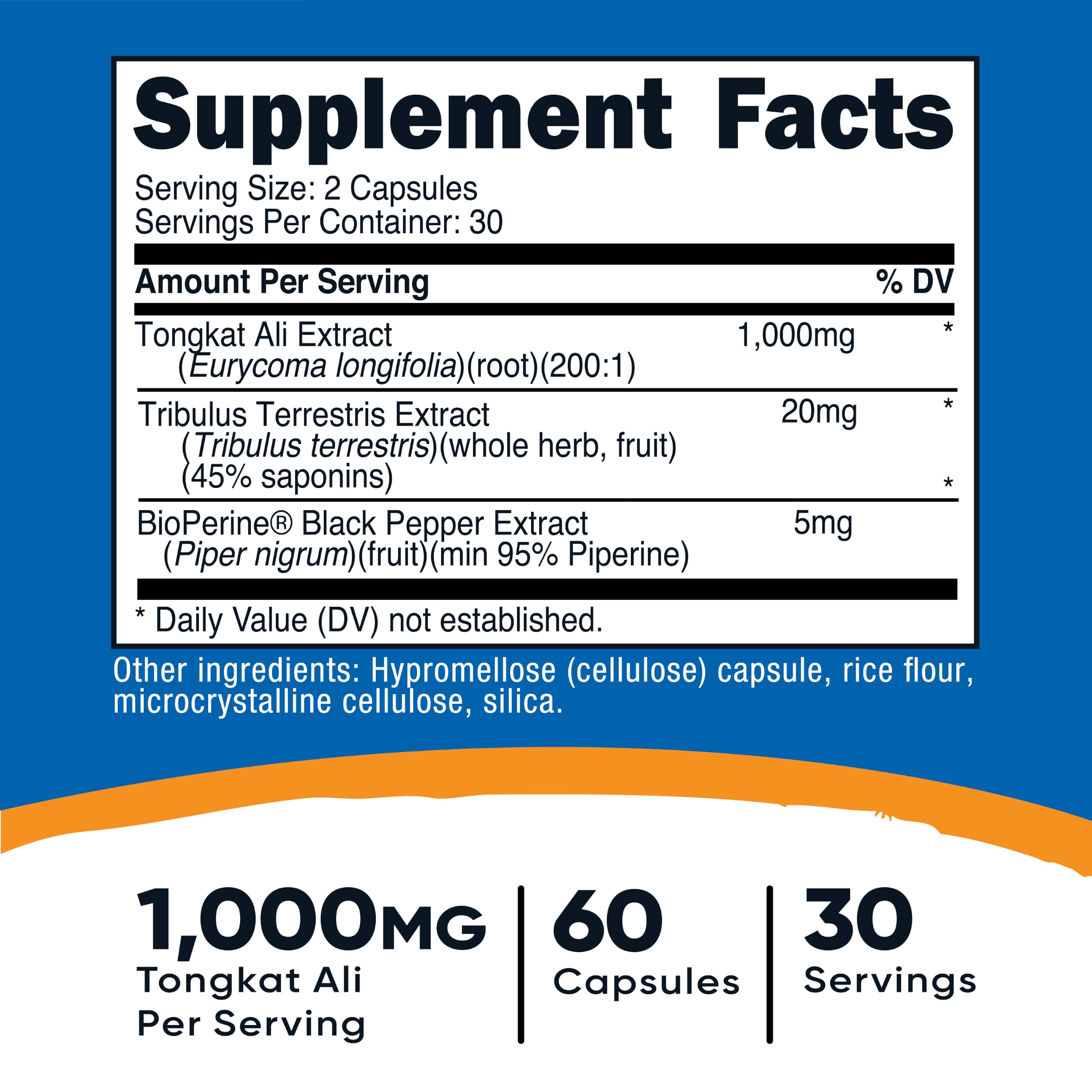 Nutricost Tongkat Ali 1000mg 60 Caps 2 Bottles | 30 Servings Per Bottle Veggie Caps GMO-Free Gluten Free product thumbnail 4