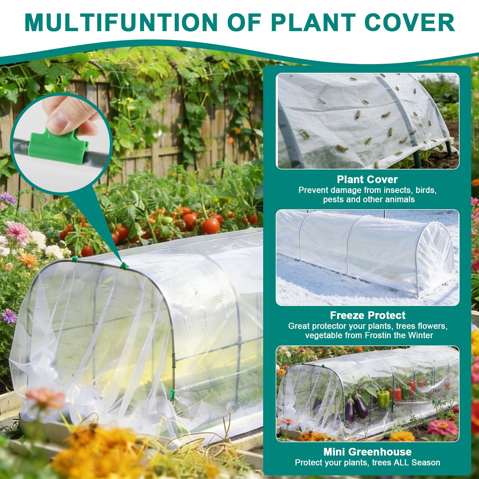 EXLECO 6Pcs Archi per Serra Orto Tunnel 80x90cm per Piante con Clips e PE Protettivo Cerchi da Giardino per Serra Coperture a Tunnel Cerchi per Serre Tunnel per Piante da Giardino per Copertura Frutta