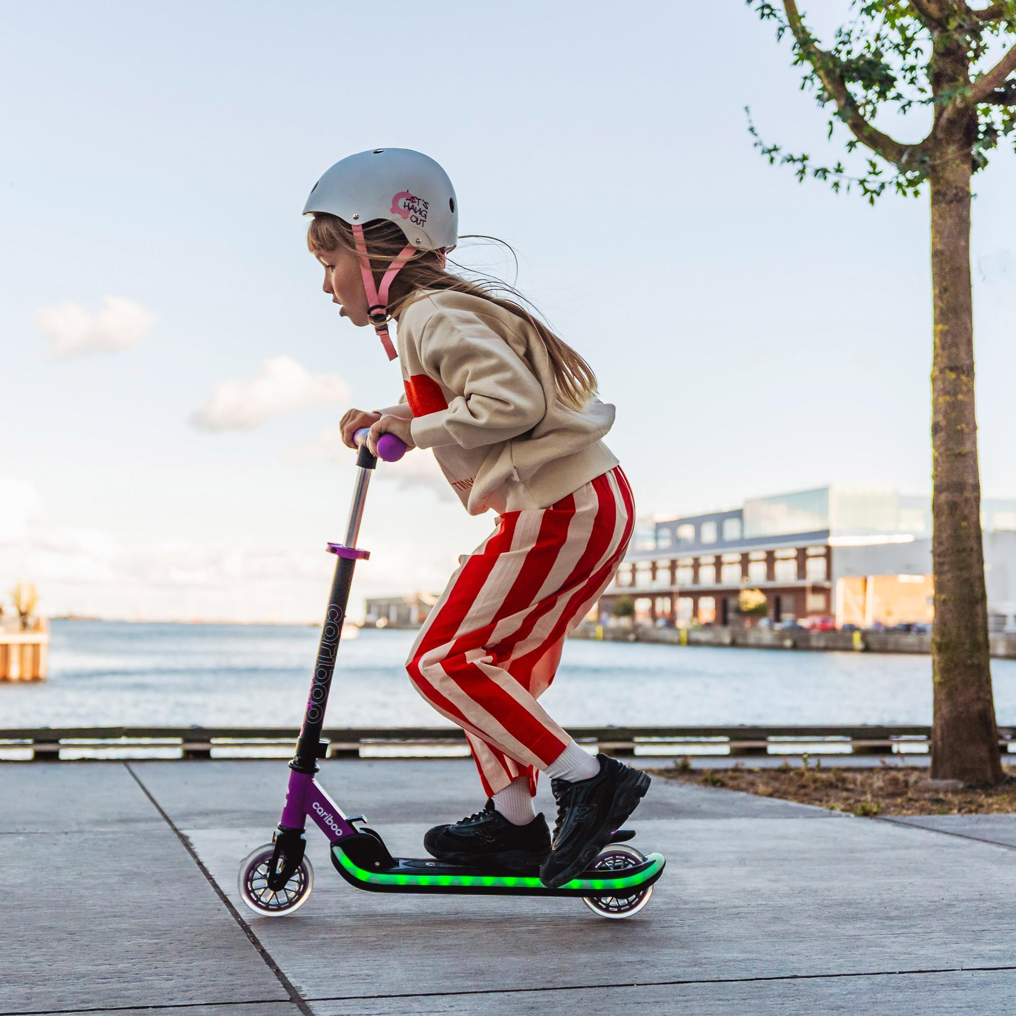 Cariboo Roller Kinder Scooter - ab 3 Jahren - Leuchtdeck - Klappbar - Höhenverstellbar - bis 50 kg - Kinderroller - LEDstar