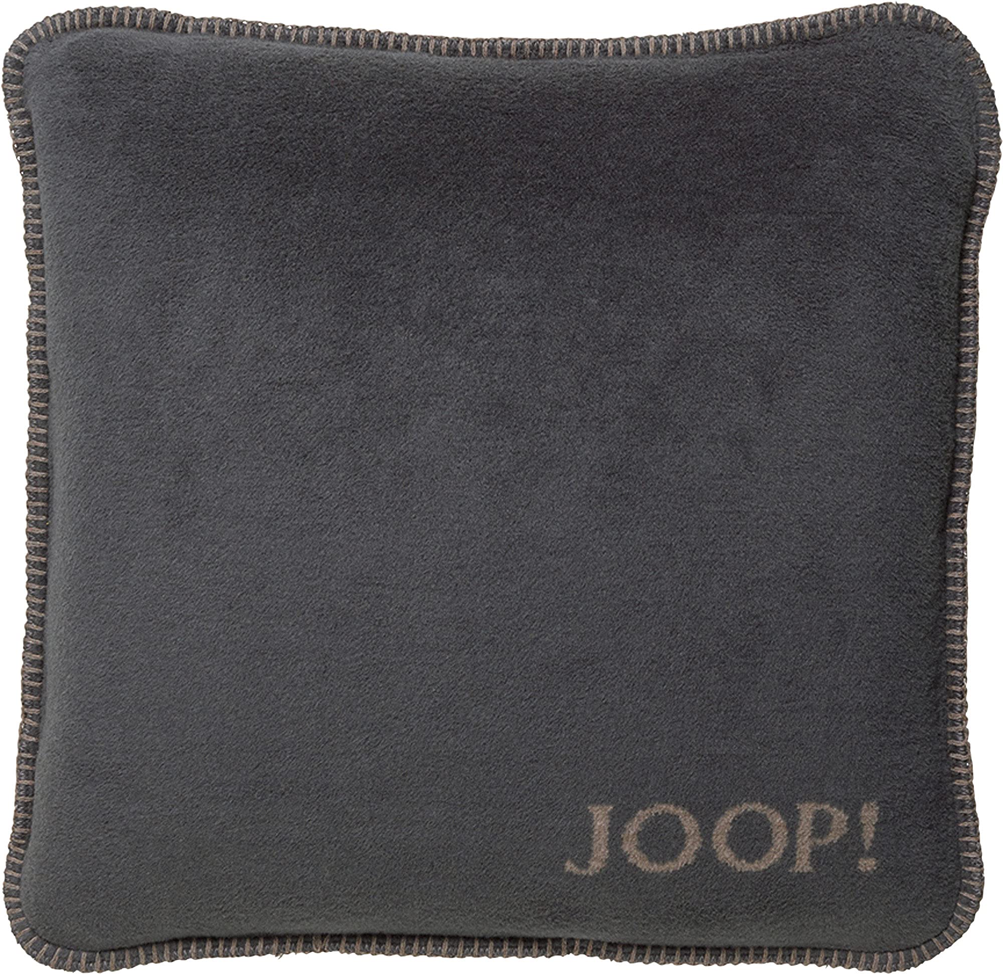 Joop! Kissen Uni Doubleface Taupe-Anthrazit Baumwolle/Polyacryl, Maße: 50cm x 50cm, 651129
