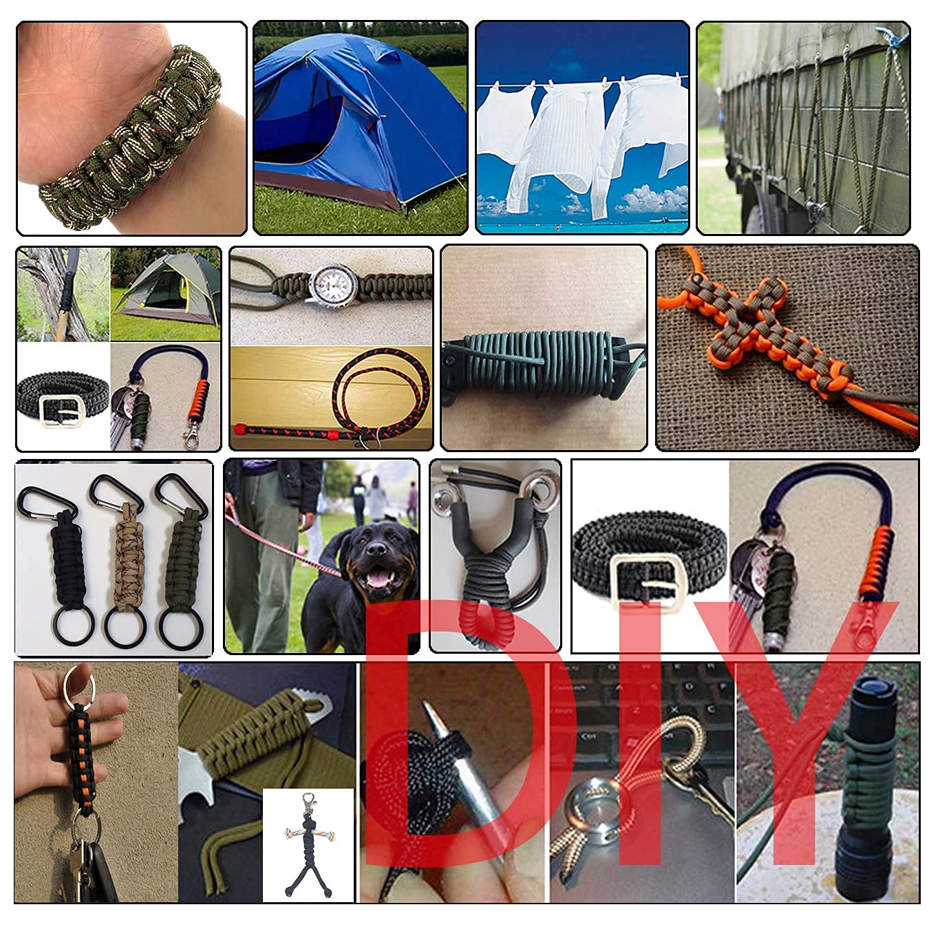 Kit De Paracorde 550 – Nylon Multifonction, Avec Boucles Et Aiguilles, Pour Camping Et DIY