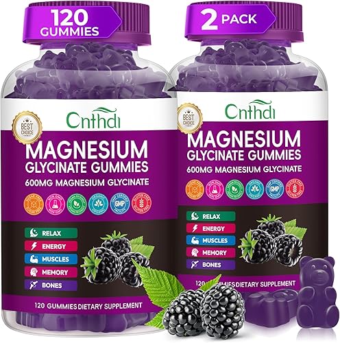 Miniatura 13 de Gomitas de glicinato de magnesio de 600 mg, gomitas de magnesio masticables sin azúcar para hombres y mujeres, apoya la rutina nocturna y el