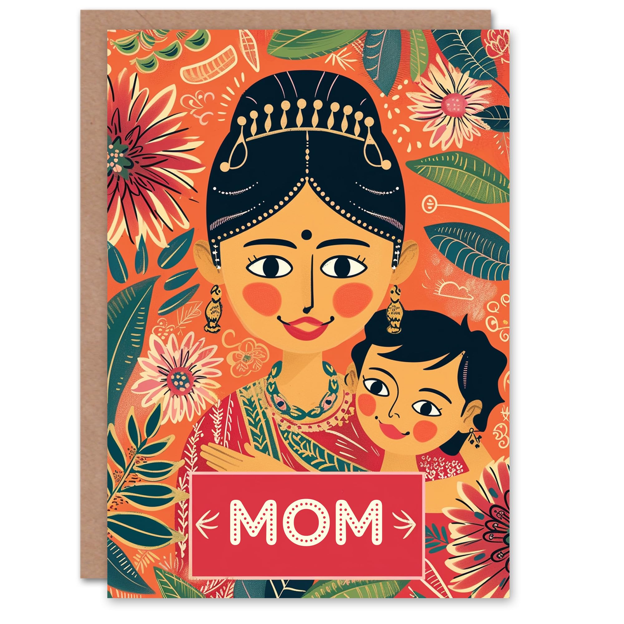 Artery8 Mother's Day Greeting Card Hug Toddler Indian Hindu Mom For Mum