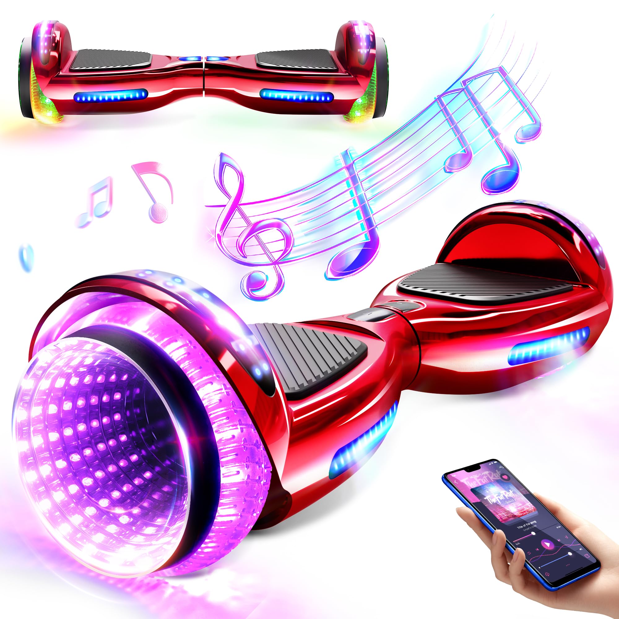 LIEAGLE Scooter, Scooters with LED Lights & 6.5" All Terrain Flash Wheels, 2 * 300W Dual Motors, Suitable for Adults Boys Girls Kids Ages 6+