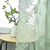 Vista 11 de Kotile - Cortinas con ojales de 95 pulgadas de largo, juego de 2 cortinas de encaje semi-traslúcidas de estilo rústico floral para sala de estar