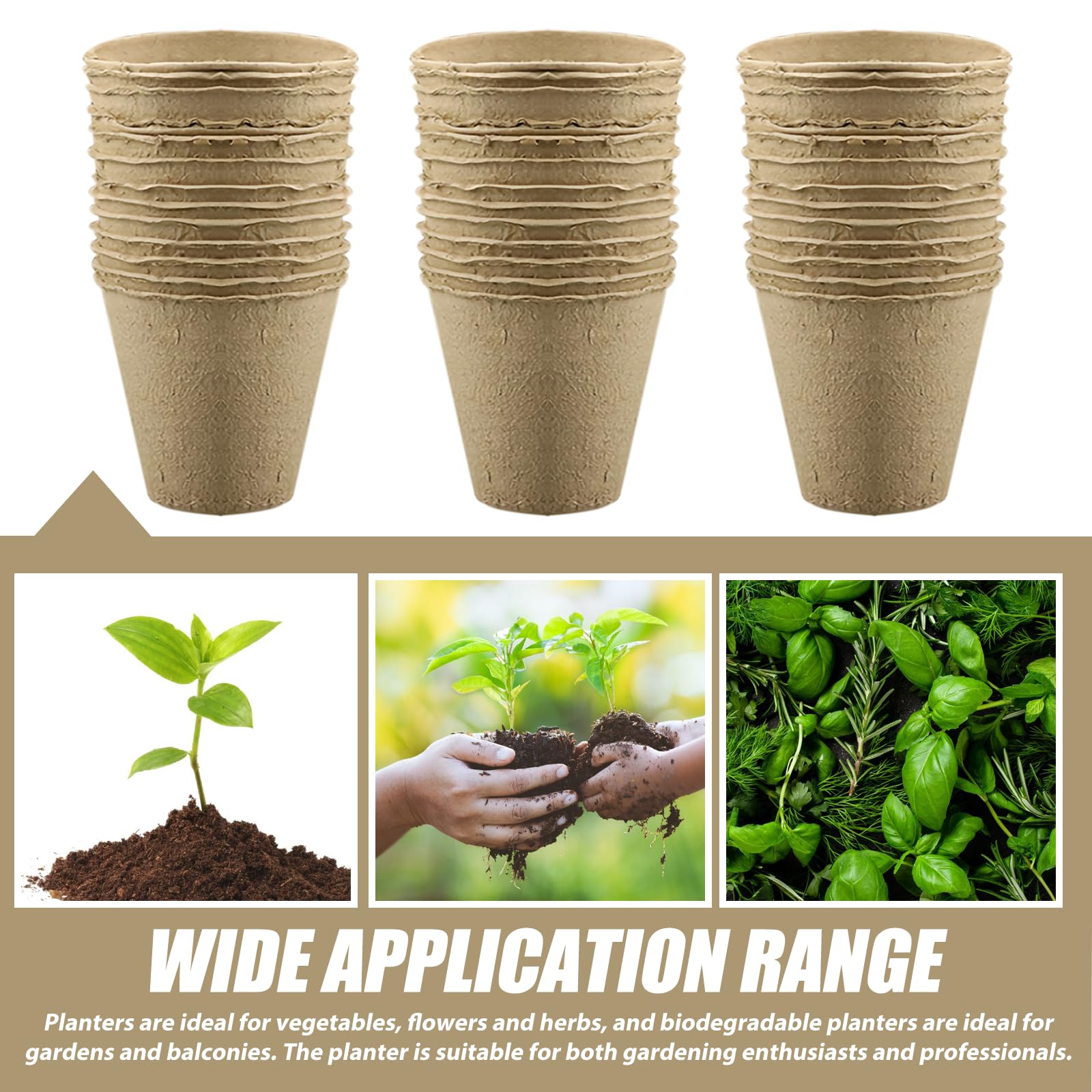 100 Piezas 6×5.5cm Macetas de Semillas Biodegradables: Maceta de Plántulas Biodegradable, Planteros Pequeñas Celulosa, Macetas Semillas Redondas, con Herramientas para Plantar, Invernadero
