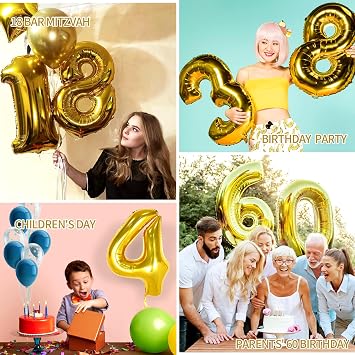 40 Inch Gold Large 0 Number Birthday Balloons,Giant Jumbo Balloons for Party, Golden Birthday Party Decorations Number Balloon for Wedding Anniversary Celebration