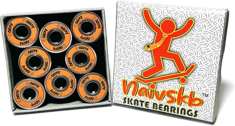 Skateboard Bearings 8mm 8 Pack, Precision ABEC 608 Bearings Set for Longboards Cruisers Surfskates Inline Skates Quad Roller Skates Scooters (Vintage Orange)