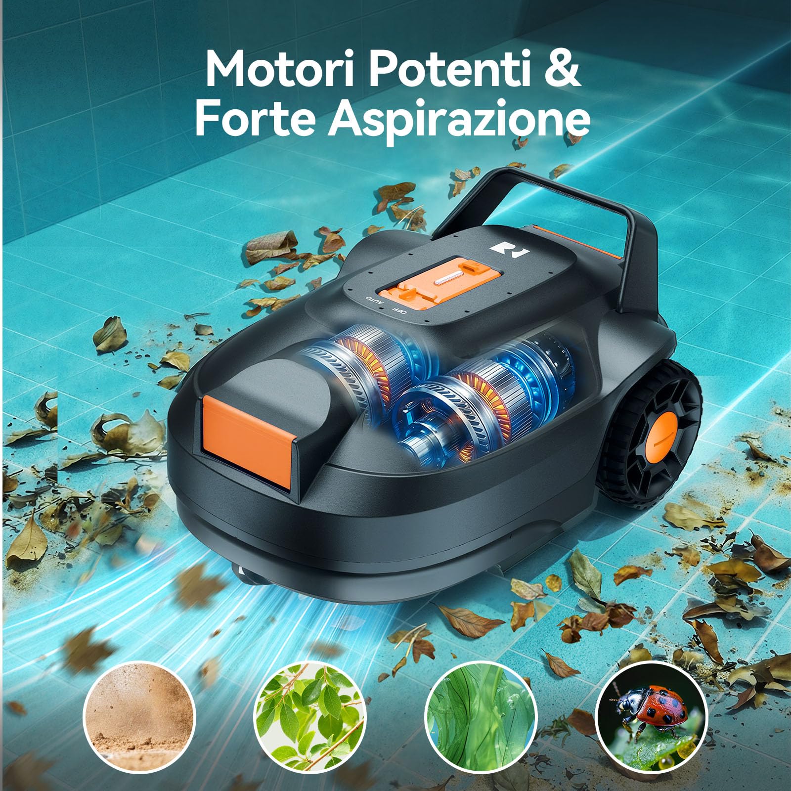 Redkey S200 Robot Piscina Senza Fili, 180 Min Autonomia, Doppi Motori, Doppia Aspirazione, Parcheggio Automatico, Robot Piscine Fuori Terra a Fondo Piatto fino a 100 m²