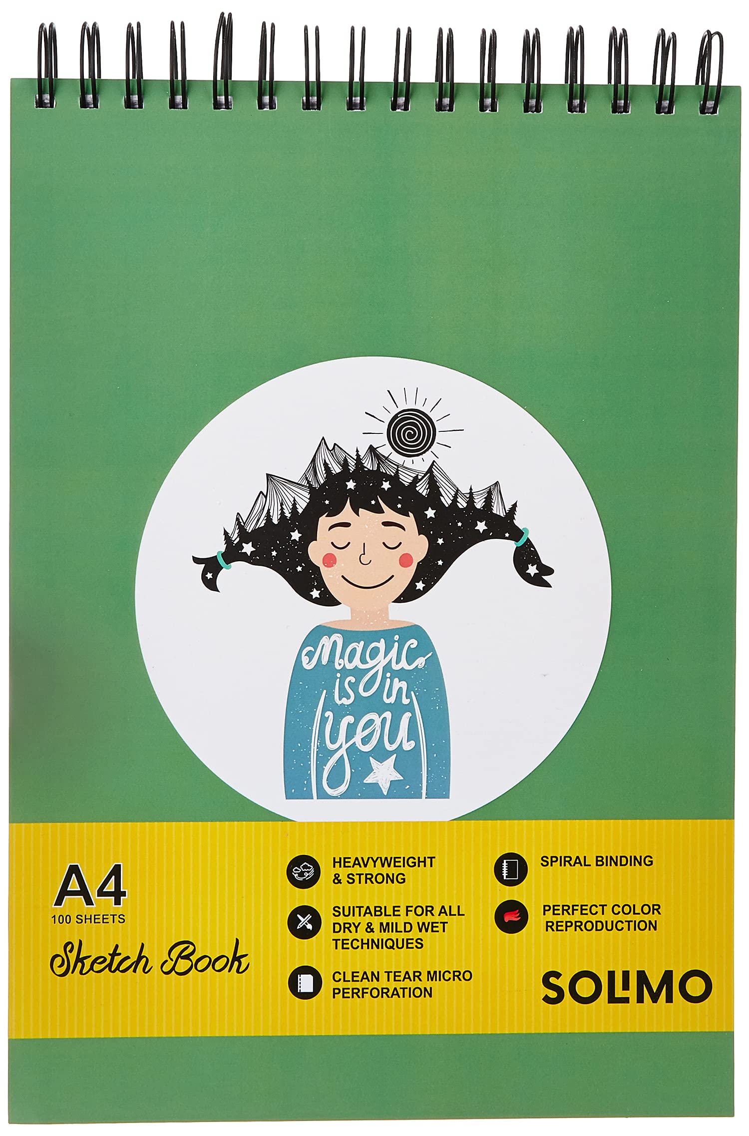 Amazon Brand - Solimo Sketching Book, 100 Sheets, A4 Size