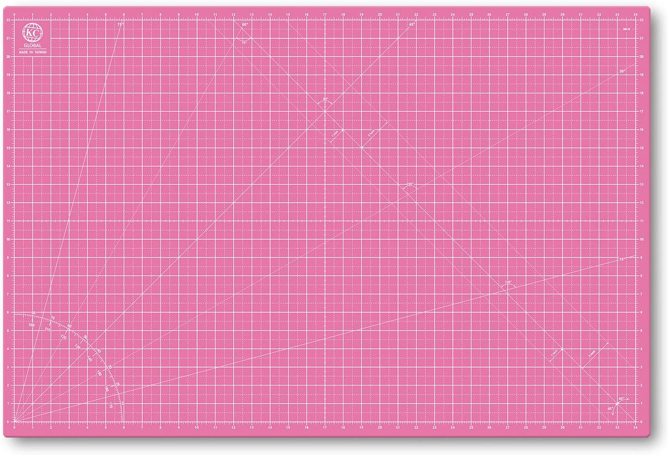 KC GLOBAL A1 (36"x24") Self-Healing Cutting Mat (Pink) - Sturdy, Reversible, Eco-Friendly, Non-Slip. Premium Desk Mat for Crafters, Quilters, and Hobbyist