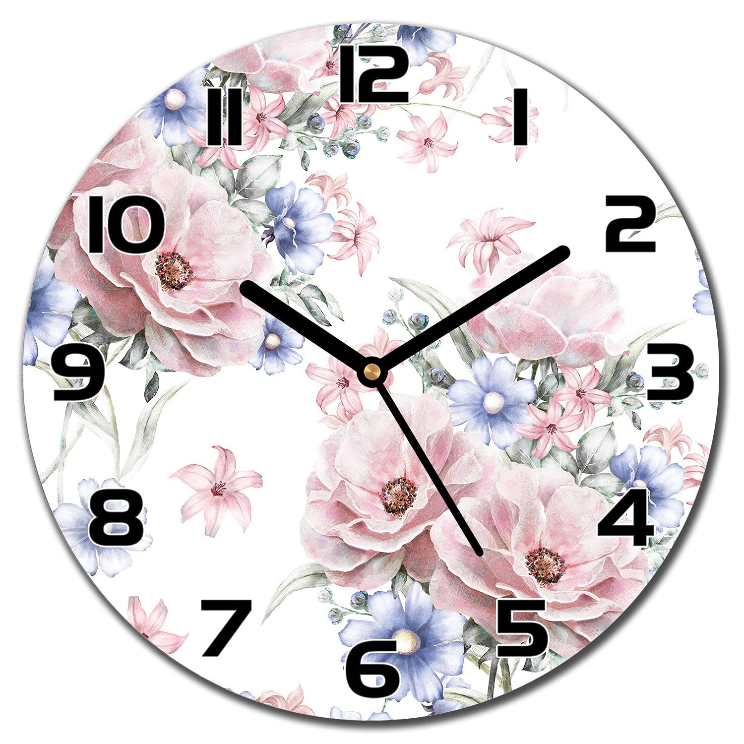 Horloge en verre aiguilles noires lisible et durable 30cm