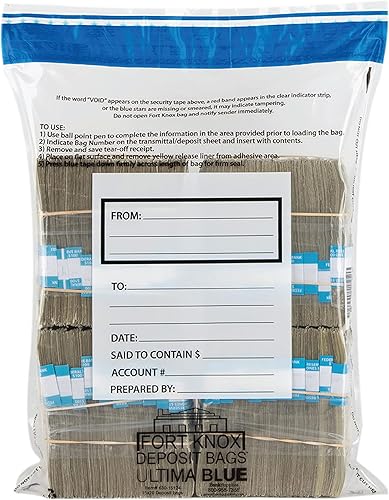BankSupplies Ultima - Bolsas de depósito transparentes de doble bolsillo azul 15 pulgadas de ancho x 20 pulgadas de alto Paquete de 100 unidades