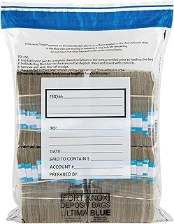Ultima Blue Dual Pocket Clear Deposit Bags 15W x 20H Tamper Evident Security Bags Pack of 100
