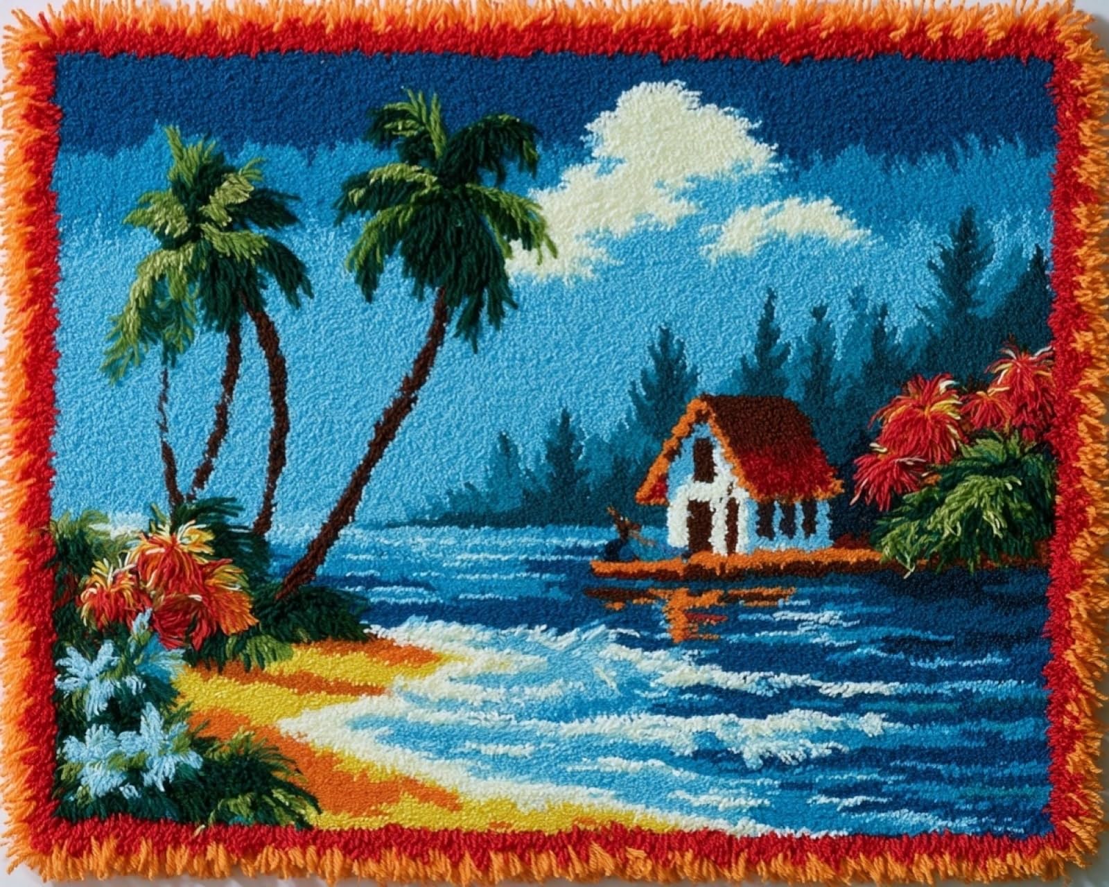 Wallphantom Latch Hook Rug Kit for Adults,Hawaiian Landscape