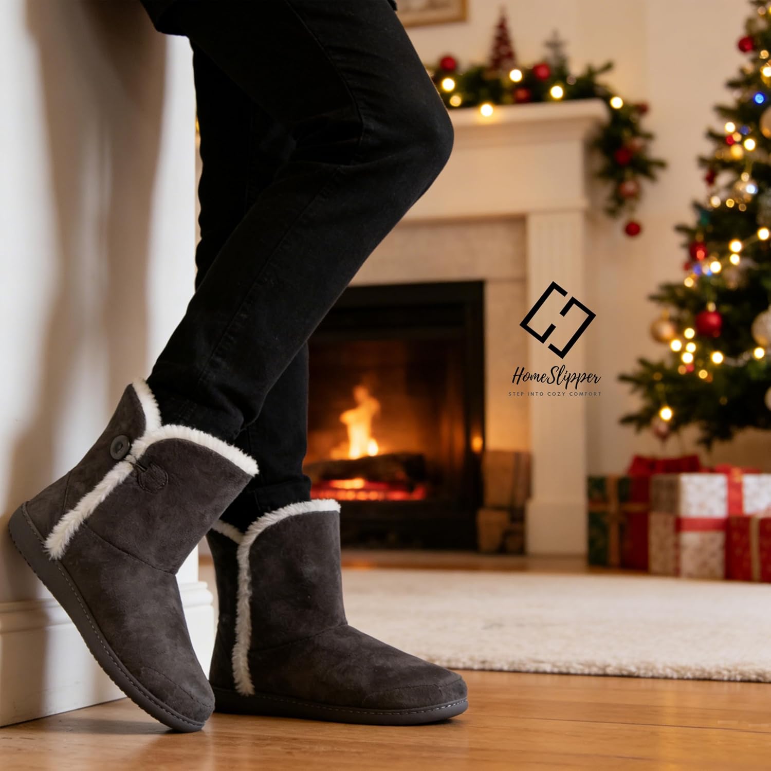 Home Slipper Men's Slippers Boots,Soft Winter Warm Memory Foam Indoor House Slipper Shoes - Image 3