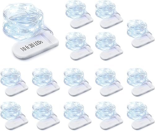 Miniatura 1 de MUMUXI - Guirnalda de luces LED (16 unidades, 10 pies, 30)., Blanco