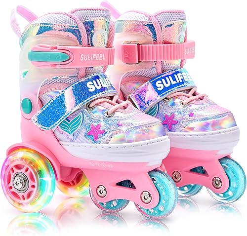Miniatura 11 de SULIFEEL Patines de Ruedas Ajustables para Niñas Niños Infantiles, Ruedas Divertidas Iluminadas con Luz Flash de Tipo Equilibrio de Tres Puntos