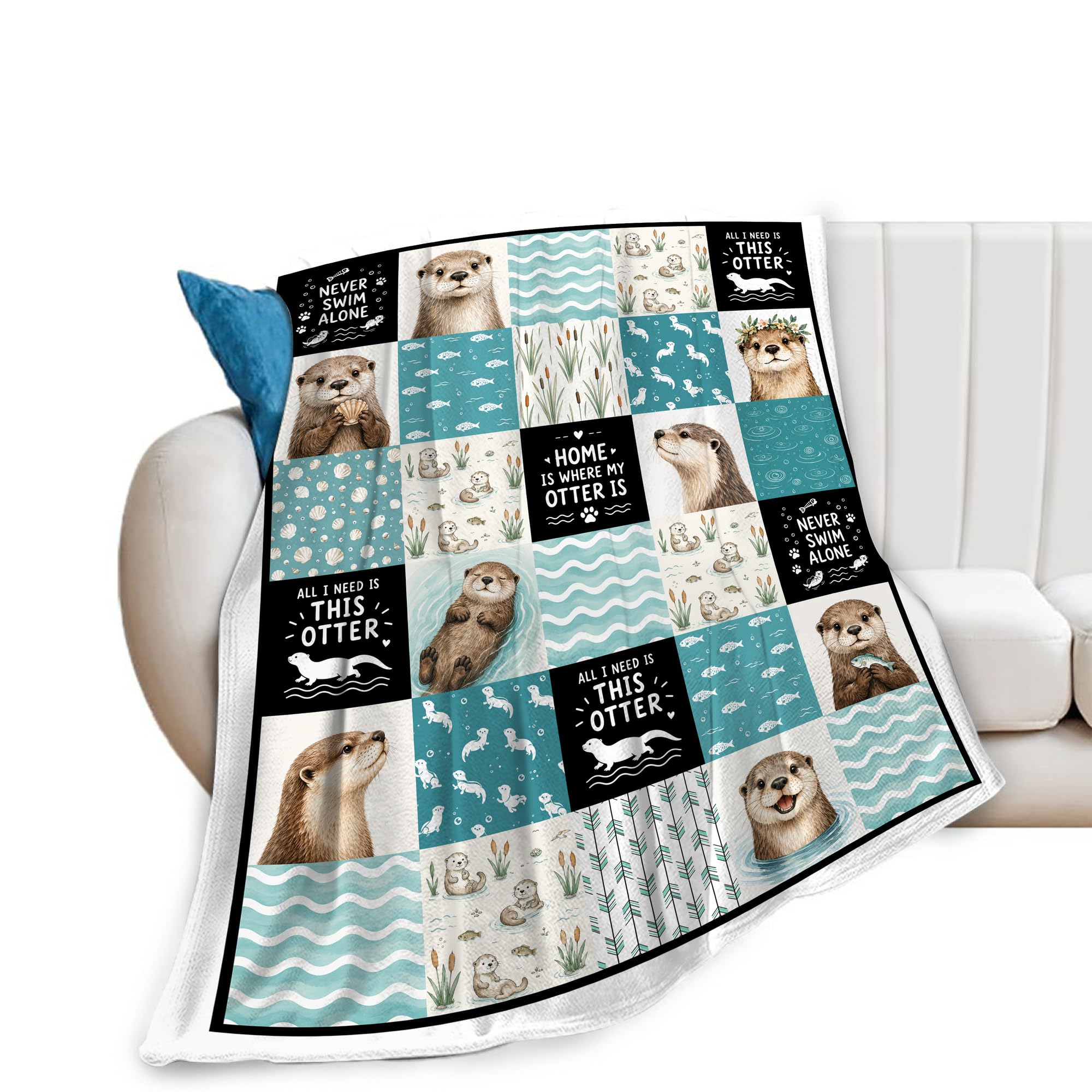 UIAMT Cute River Otter Throw Blanket Woodland Otter Lover Gift 40"x50"