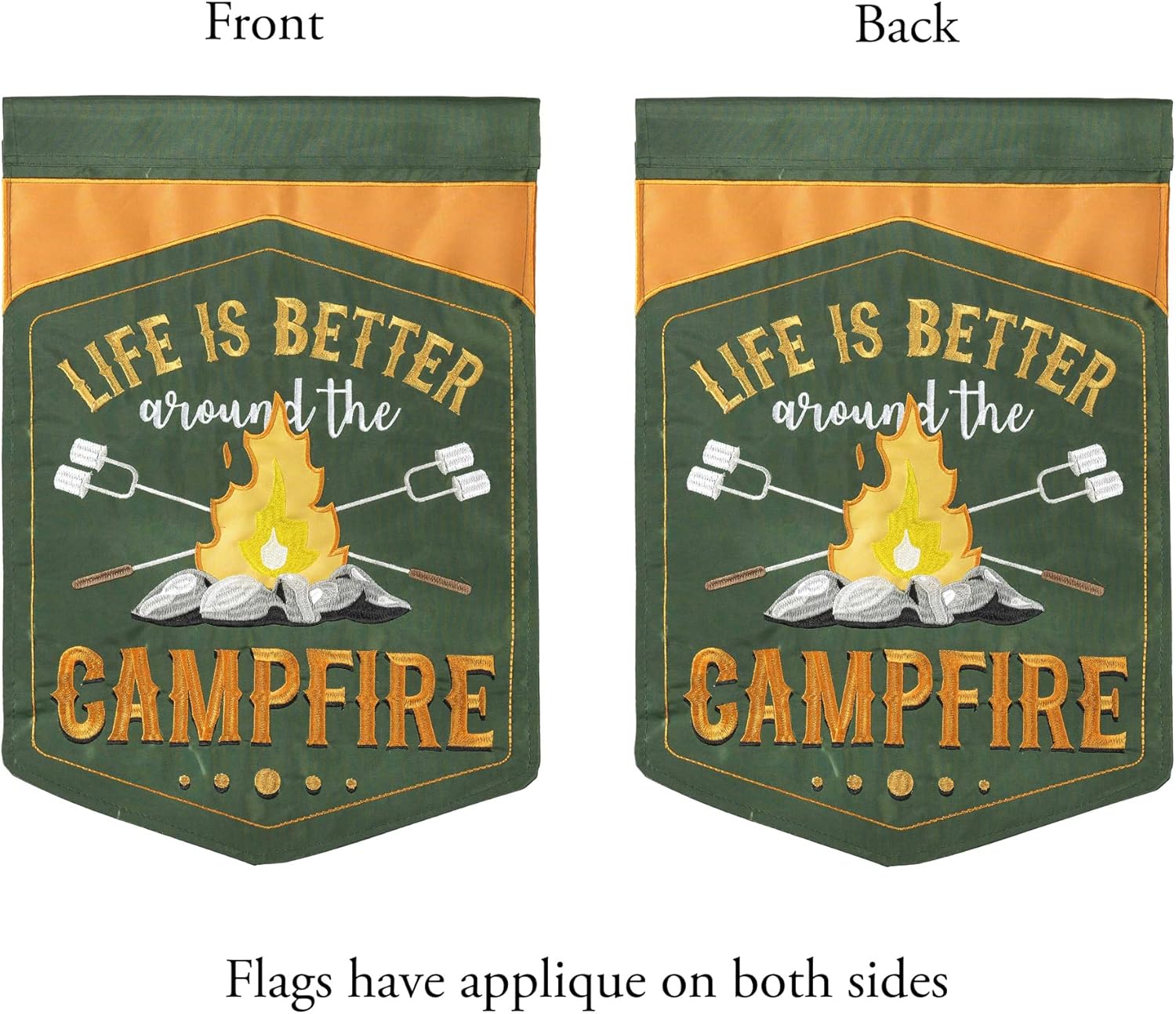 Dicksons Life is Better Around Campfire Green 19 x 7 Large Polyester Outdoor Hanging Garden Flag
