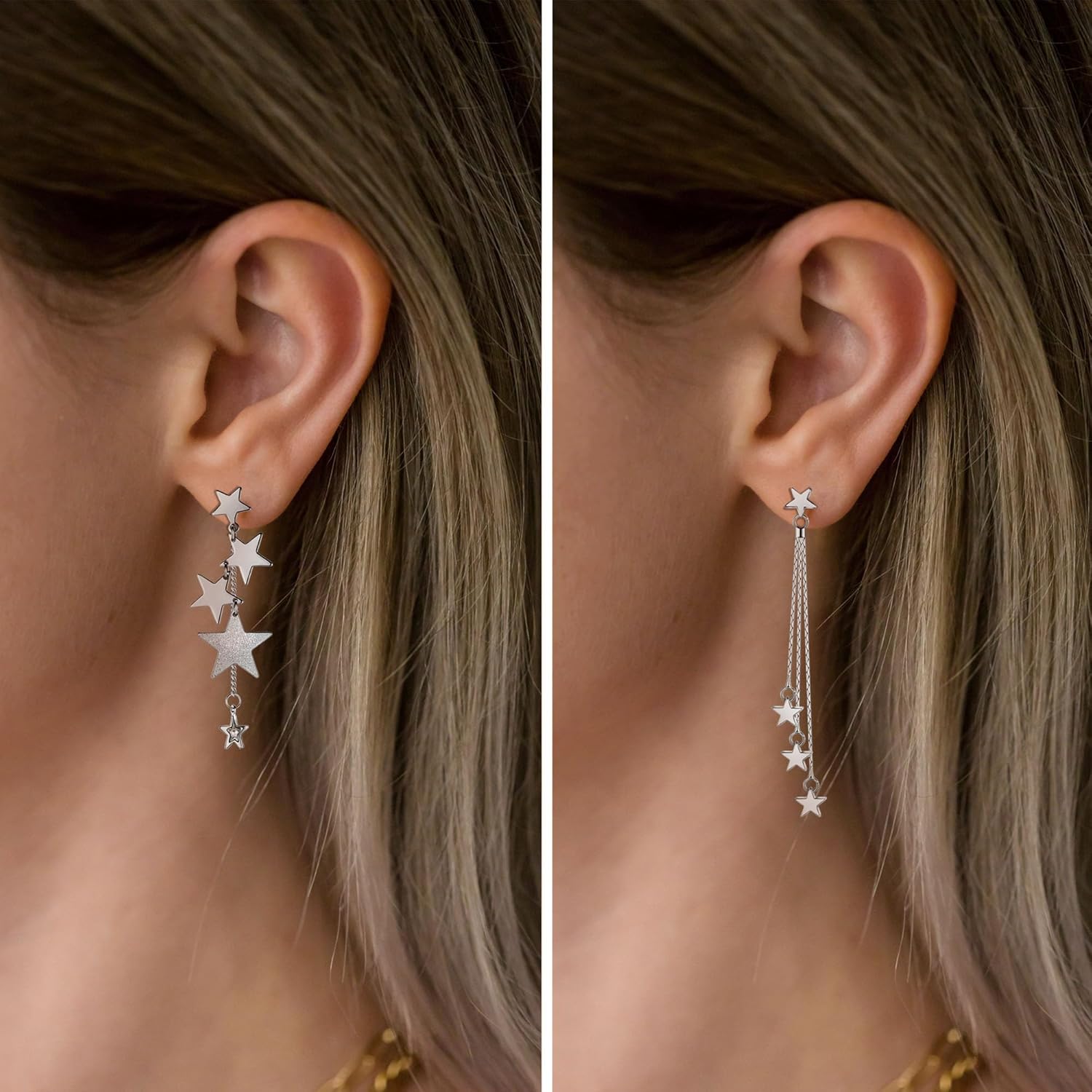 Star Dangle Earrings for Women - Long Tassel Drop Earrings in Lightweight Star Design - Image 6
