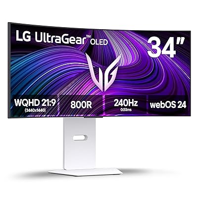 LG 39GX90SA-W 39-inch Ultragear WQHD (3440 x 1440) OLED Curved Gaming Monitor 240Hz, 1ms, NVIDIA G-Sync Compatible, AMD FreeSync Premium, VESA DisplayHDR True Black 400, webOS, USB Type-C, White