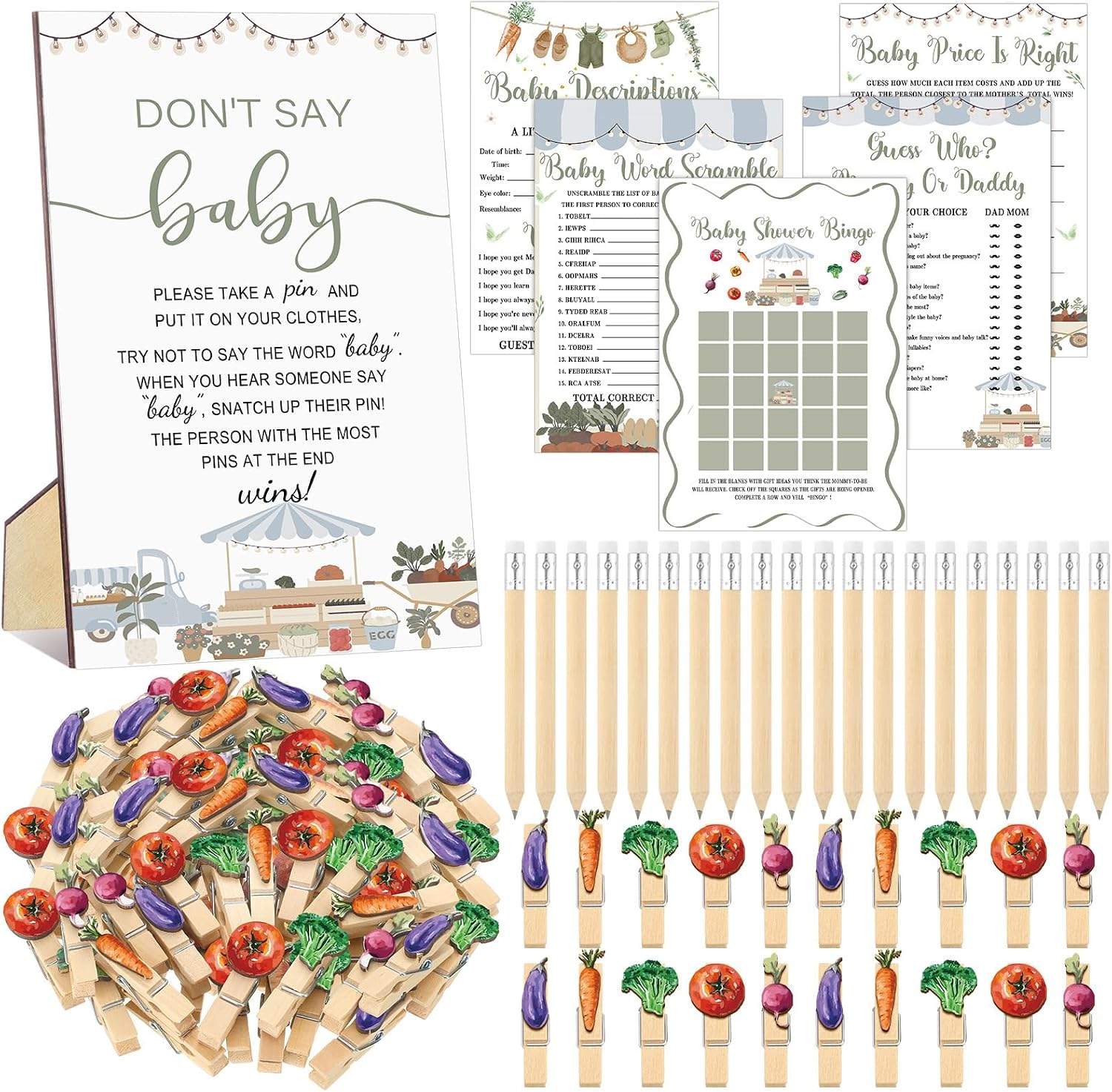 Patelai 321 Pcs Baby Shower Games Supplies, Locally Grown