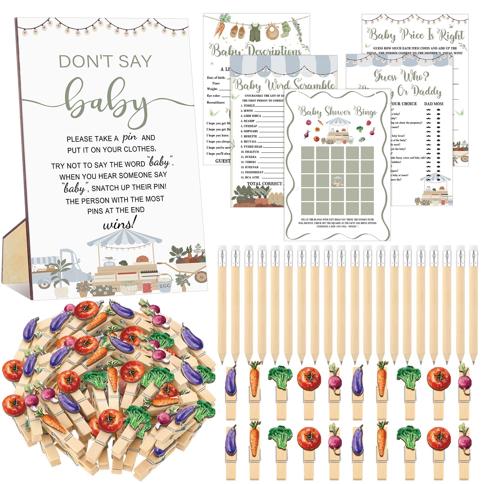 Patelai 321 Pcs Baby Shower Games Supplies, Locally Grown