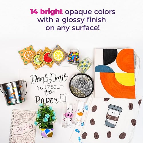 Miniatura 7 de PINTAR Bolígrafos con purpurina para adultos y niños, paquete de 14 unidades, lápices capacitivos con purpurina de punta fina, marcadores acrílicos