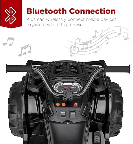 Miniatura 10 de Best Choice Products ATV eléctrico de 12 V para niños, juguete de 4 ruedas con audio Bluetooth, velocidad máxima de 3.7 mph, neumáticos con pisadas,