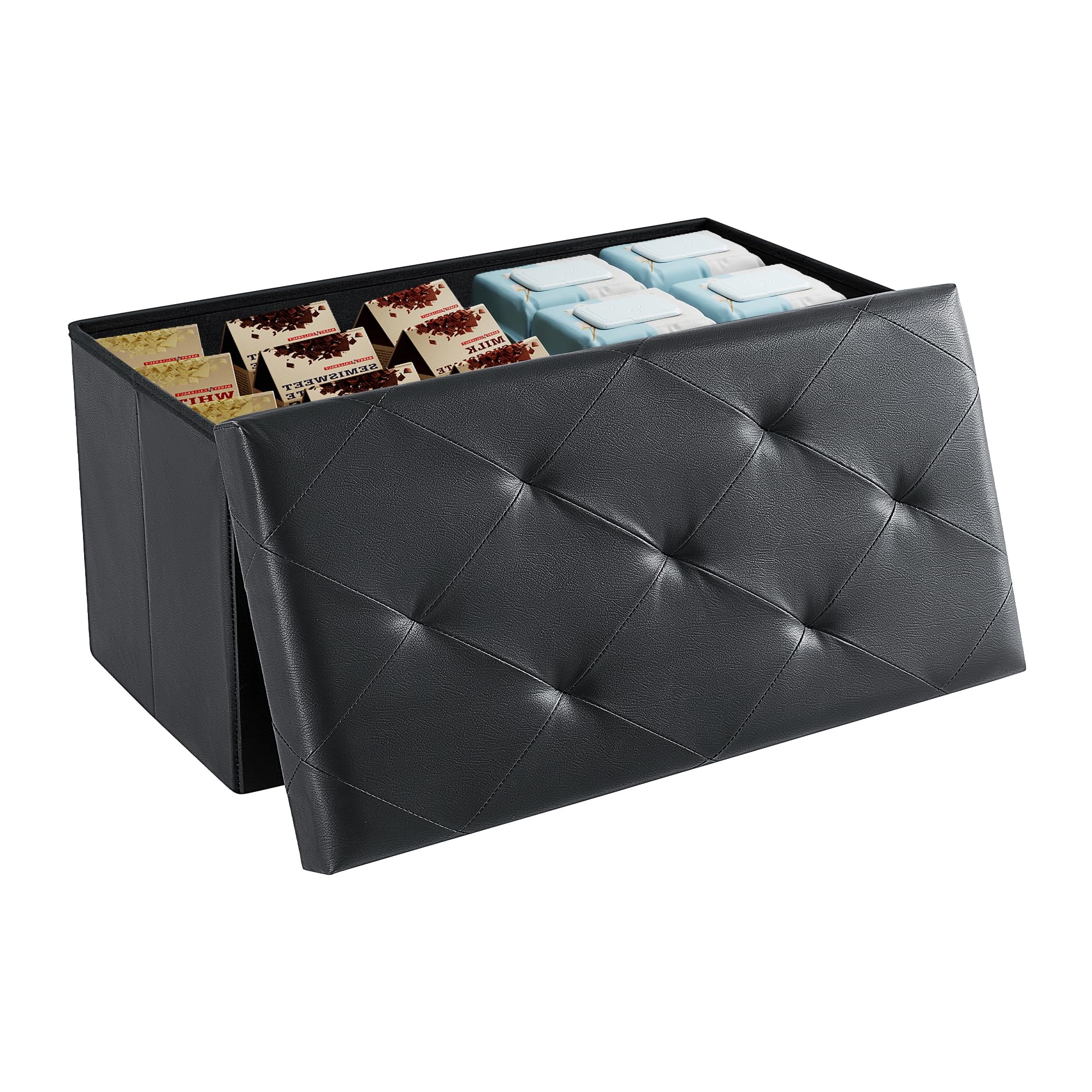 Folding Storage Ottoman Bench - 30 Inch