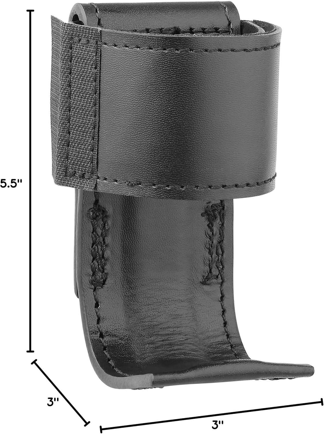 Dutyman Plain Black Leather Steel Based Radio Holder - Full Grain Leather w/No Fillers