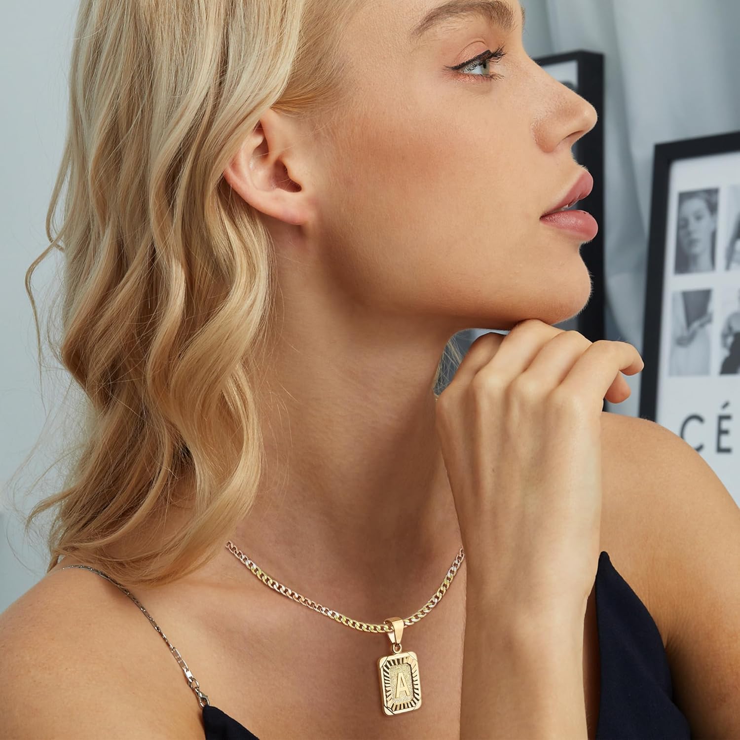 Gemsme Initial Necklace A-Z Letter Pendant for Women Men, 18K Yellow Gold Plated Stainless Steel Box Chain, 22 Inch Personalized Name Jewelry Gift - Image 4