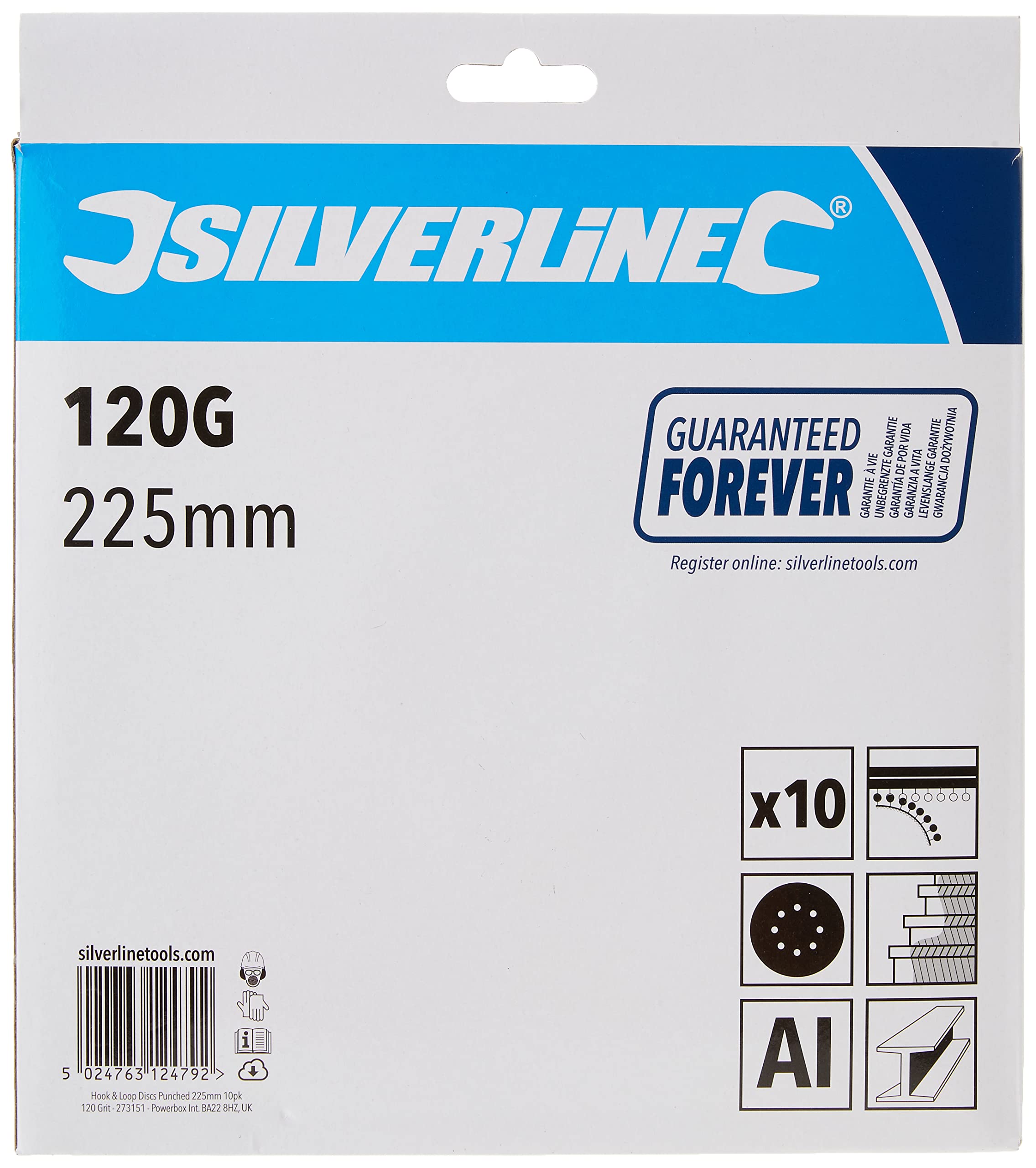 SCHEPPACH DS930 Ponceuses de Murs et Plafond, Équipée de Têtes de Ponçage Interchangeables & Silverline 273151 Lot de 10 Disques abrasifs perforés auto-agrippant 225 mm Grain 120