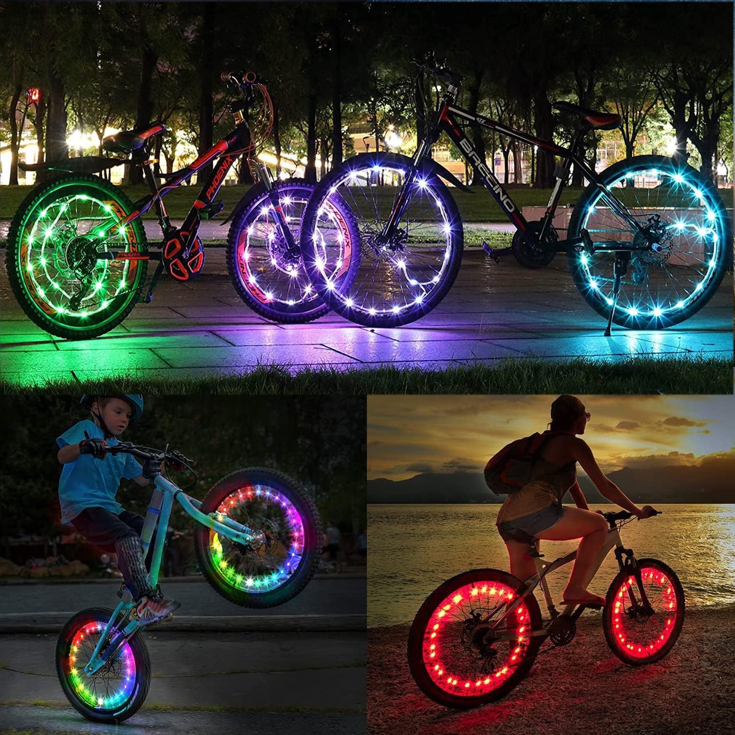 dobestyou LED Bike Wheel Light，Night Cycling Bicycle Wheel Light，IP65 Waterproof，3 modle Lighting，Easy Install and Fits Most Bikes，Not Affect Riding，with Battery image 4