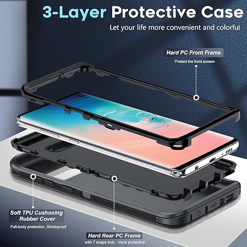 Miniatura 10 de LeYi Funda para Galaxy S10 Plus Funda S10 Plus no para S10 Actualización 3 en 1 Cubierta exterior de goma a prueba de golpes de cuerpo completo