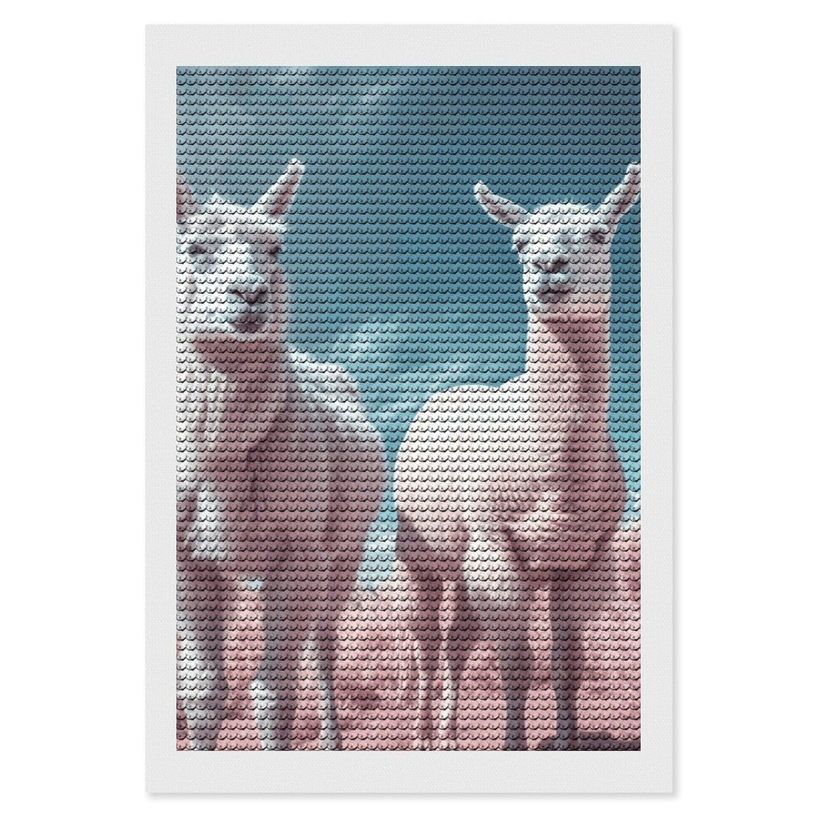 FekiLoot Alpacas Together Diamond Art Kits for Adults, 5D Aurora Diamond Painting Kits for Beginners DIY Full Drill Dots Gem Art Paint Crafts for Home Wall Decor 8"x12"