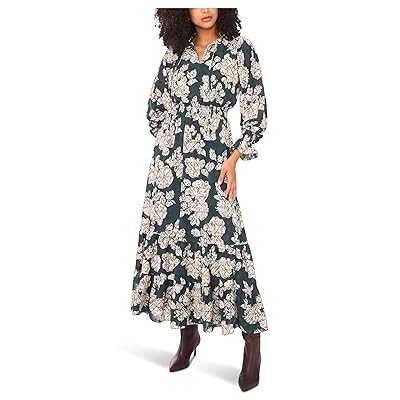 Vince Camuto Long Sleeve Smocked Waist Tiered Ruffle Women