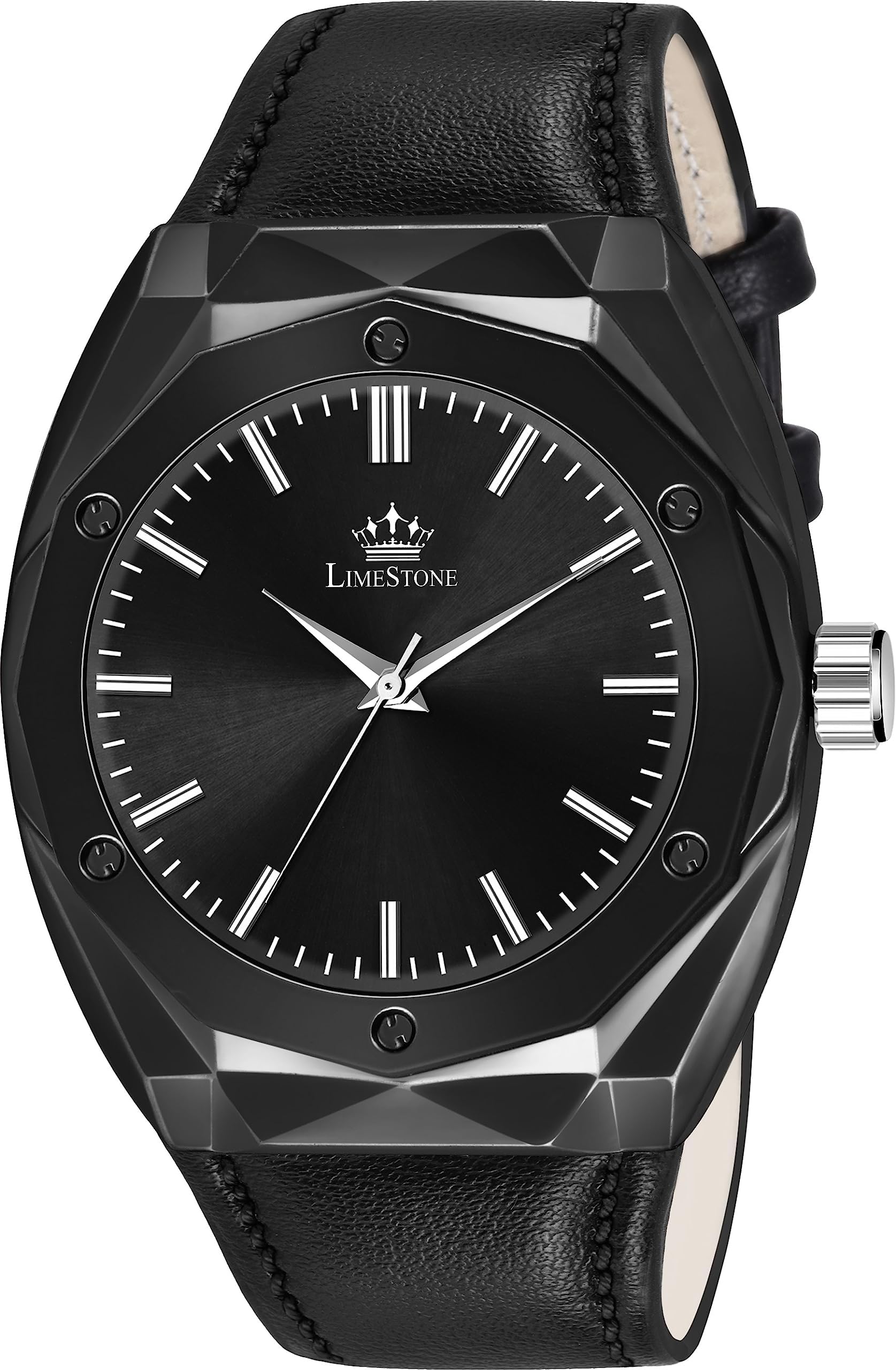 LIMESTONE Luxe Luxe Series of Luxury Style 3D Cut Dial Leather Strap Quartz Analog Watch - for Men (B0CCJ24PY8) Amazon Price History, Amazon Price Tracker