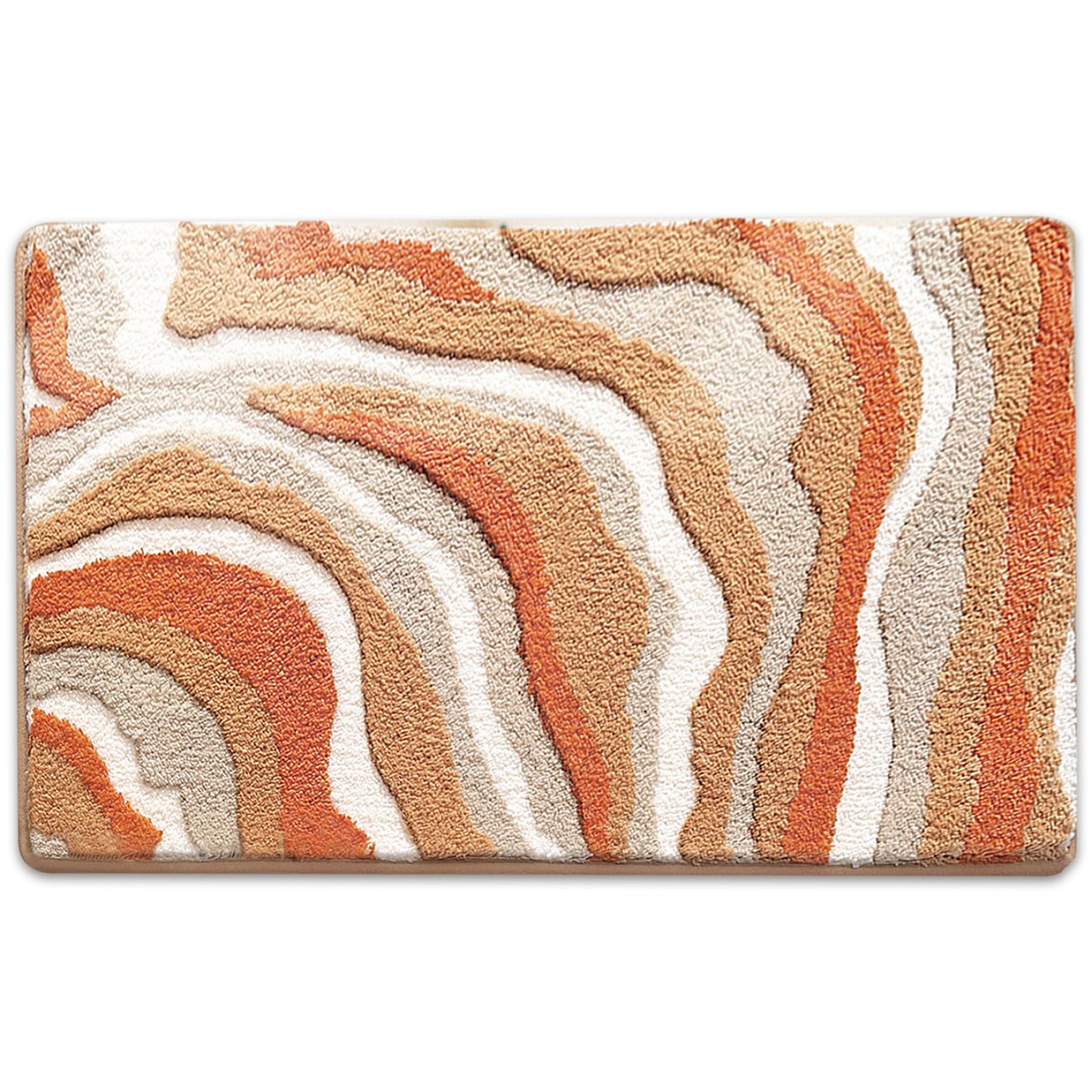 Tapis de salle de bain orange 40x60 cm en peluche douce lavable