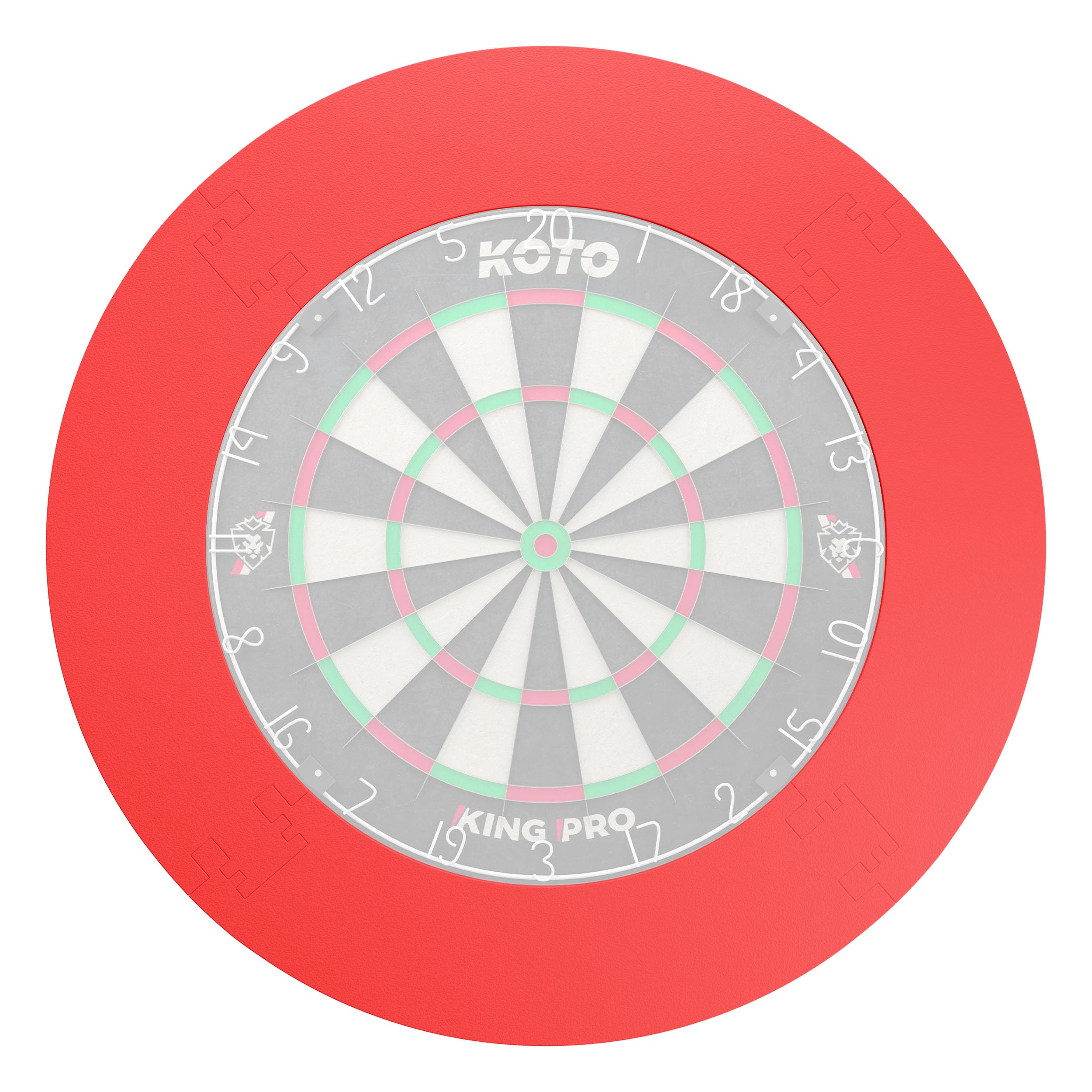 KOTO – Protezione per Freccette (Surround) 4 Pezzi Rotondo Rosso (13,5 cm), Protezione per Muro in Eva Durevole, Evita Danni a Pareti e Punte delle Freccette