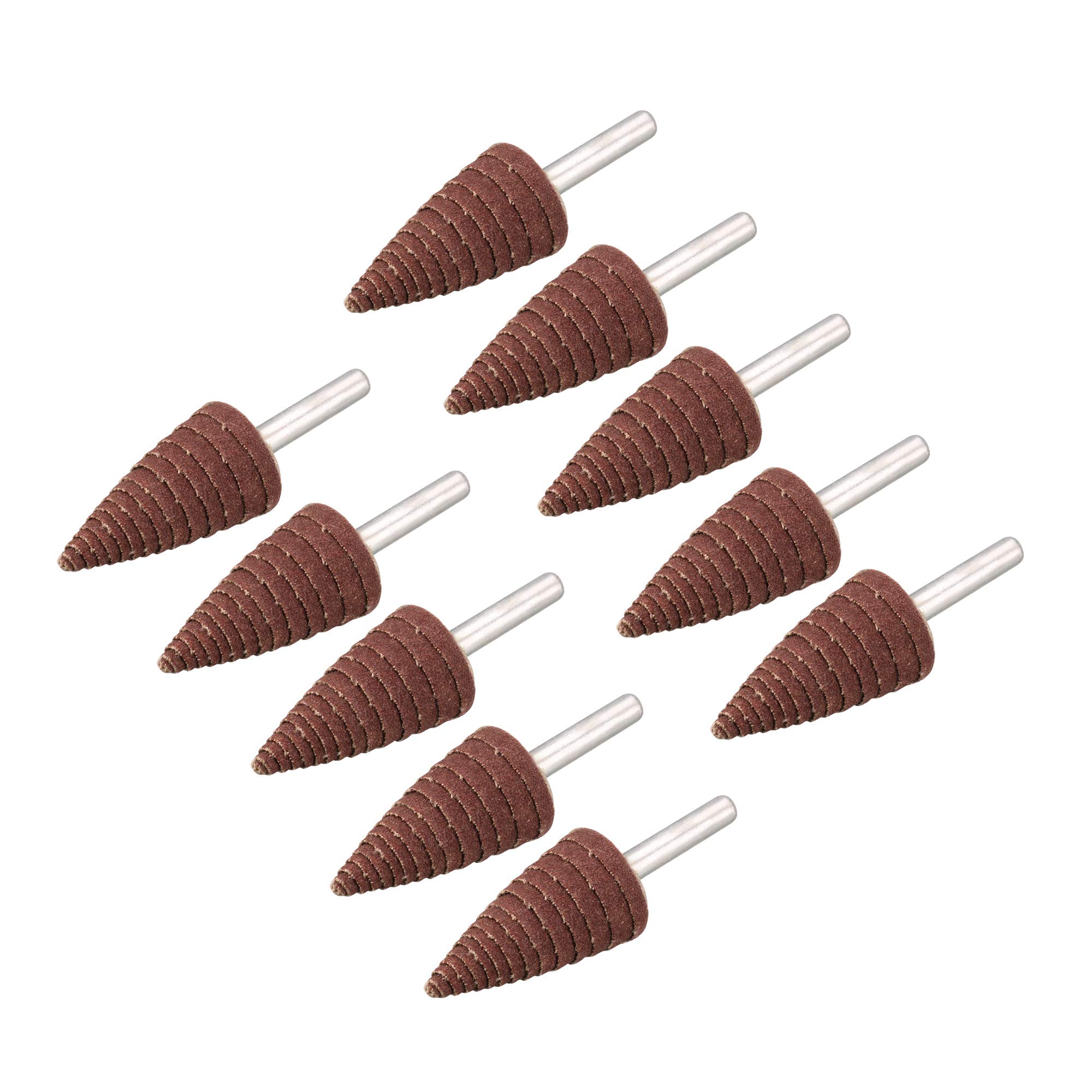 sourcing map25mm Cone Shape Abrasive Flap Wheel 1/4" Shank for Deburring Sanding Polishing 240 Grits 10 Pcs