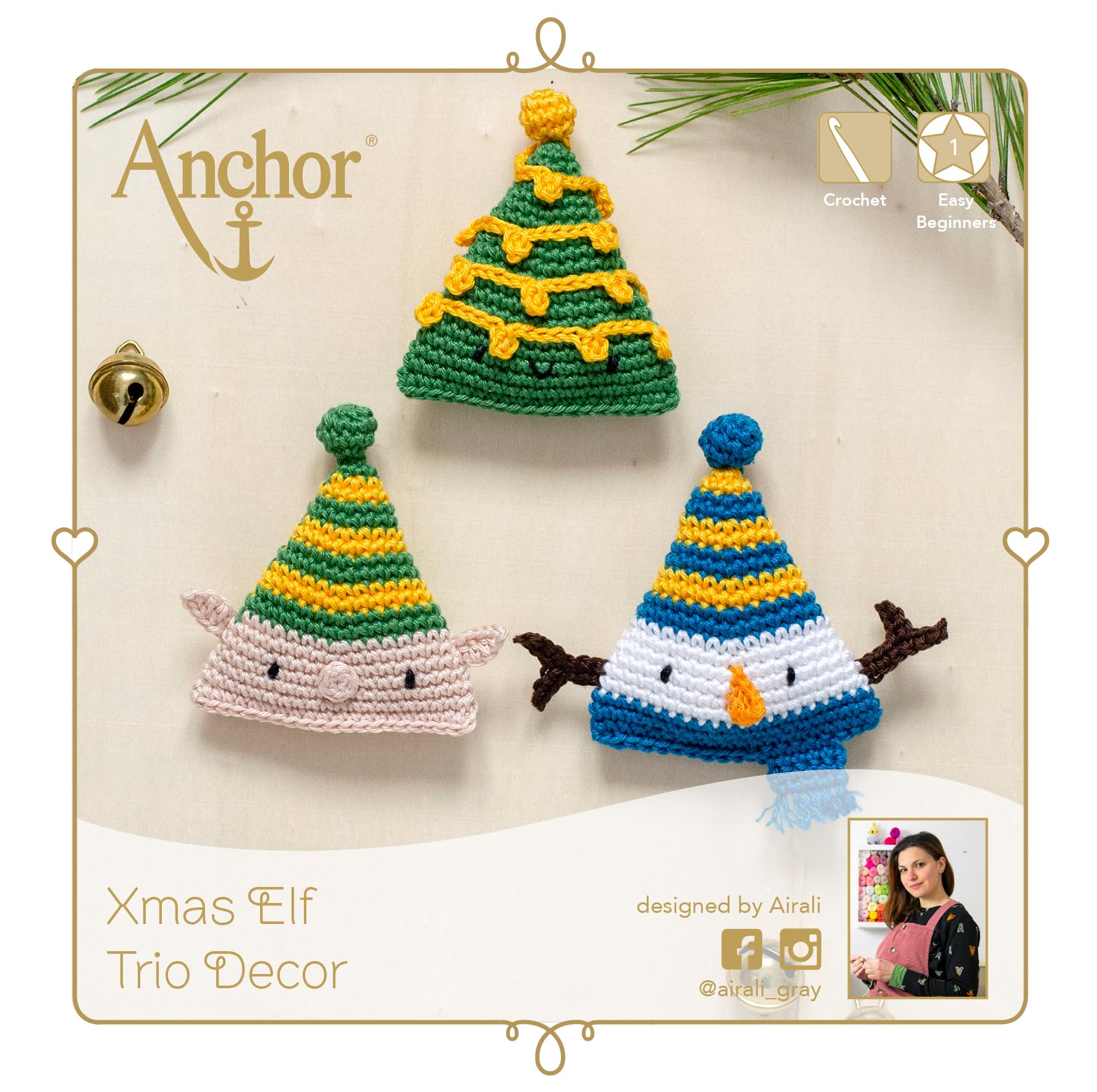 Anchor Crochet Kit Amigurumi Elf Trio Décor Creativa | Medium Skill