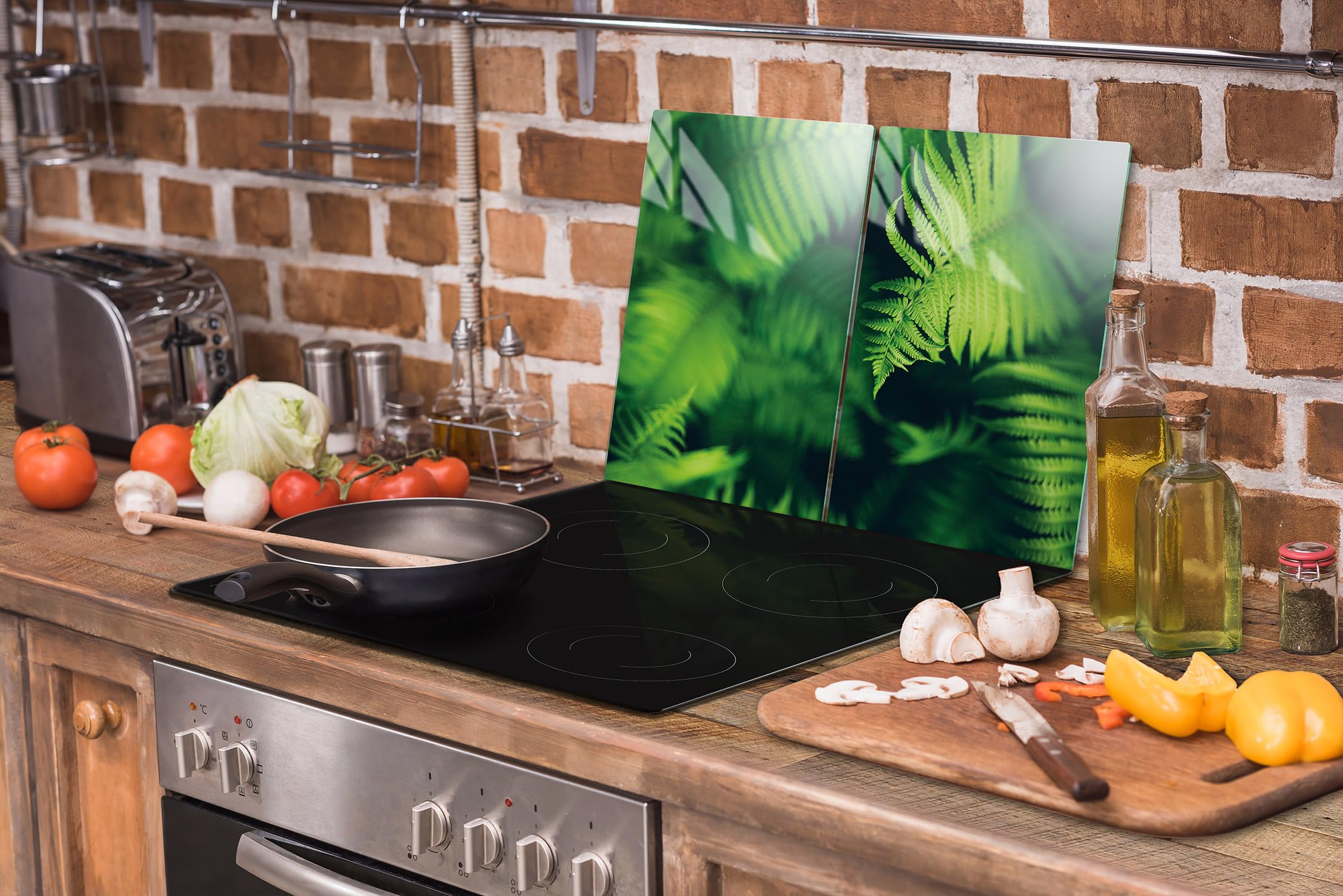 TMK ArtDeko Placa protectora de vitrocerámica 35 x 52 cm 2 piezas cocina eléctrica universal para inducción protección contra salpicaduras tabla de cortar de vidrio templado, Hoja