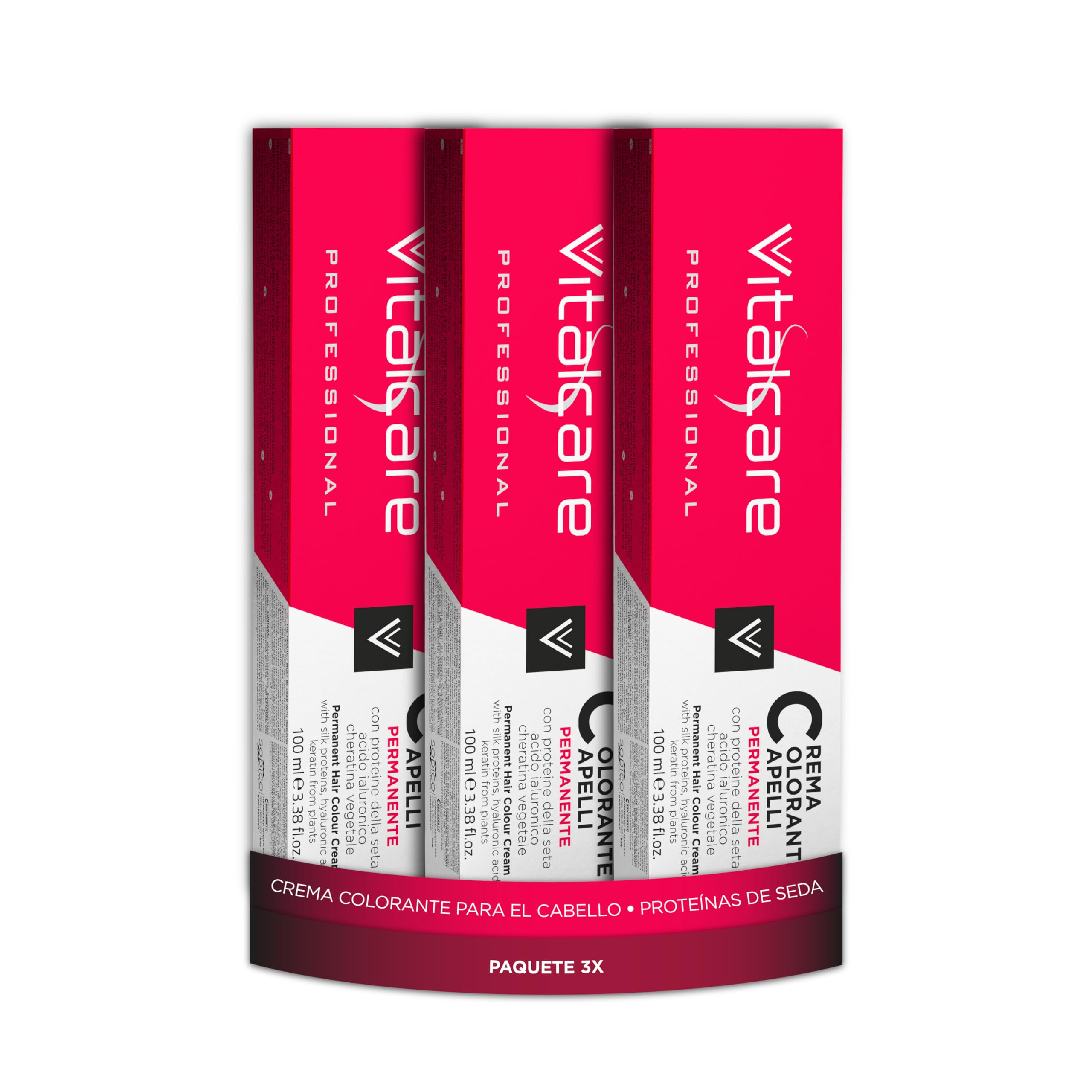 Vitalcare Professional - Professional Permanent Colouring, Hair Dye Cream, Silk Protein Hair Dye, n° 6/00, Dark Blonde, Multipack 3 pcs x 100 ml