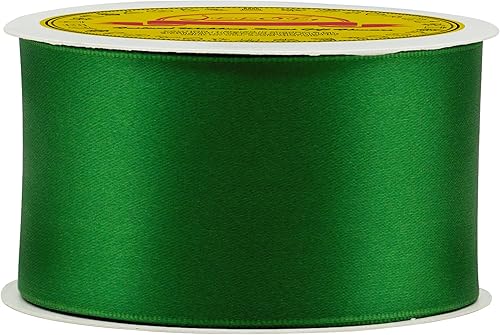 Miniatura 3 de Cinta de satén verde esmeralda de doble cara de 2 pulgadas x 25 yardas, cinta de poliéster verde esmeralda para envolver regalos, muy adecuada para