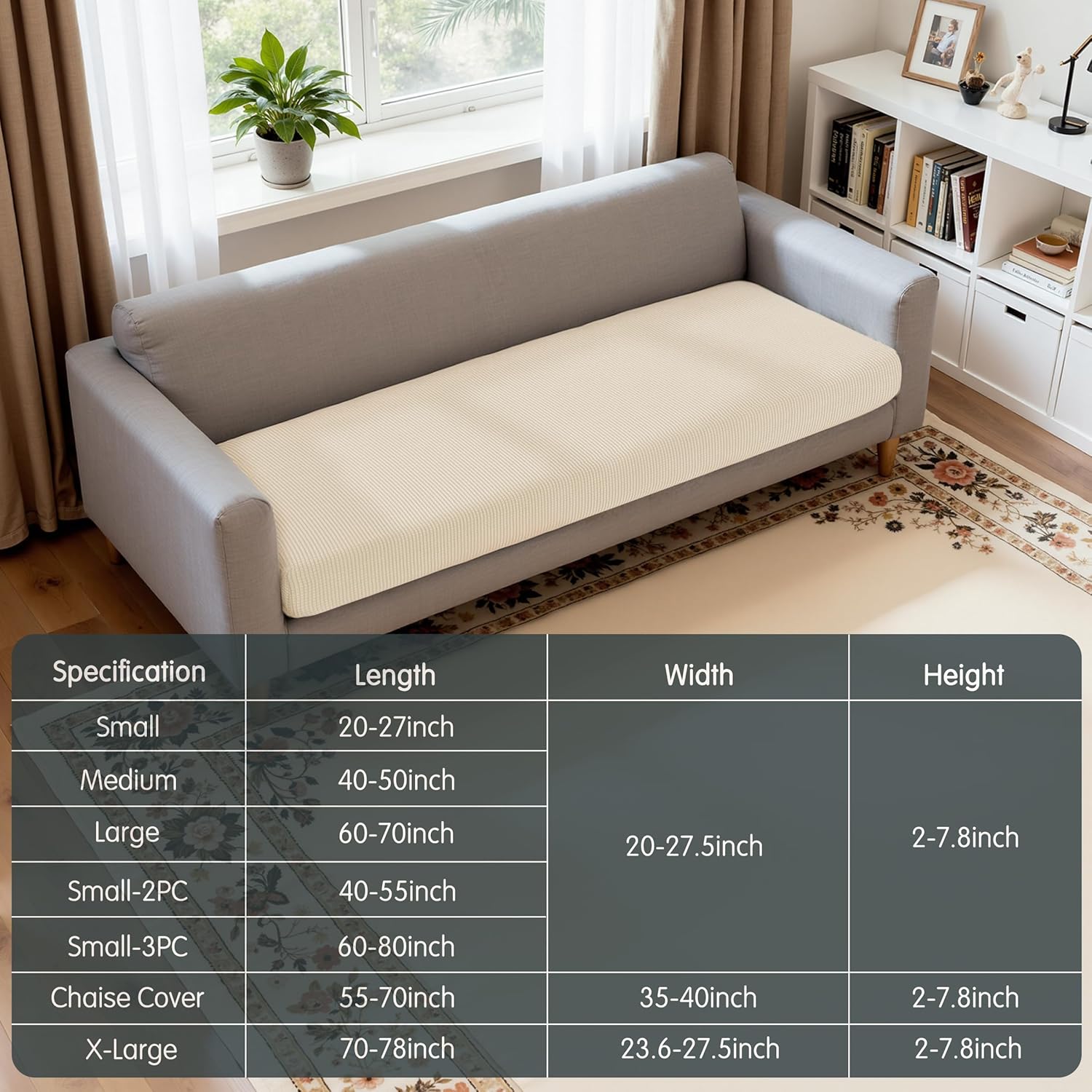 Hokway Stretch Couch Cushion Slipcovers X-Large Reversible Cushion Replacement Slipcovers Sofa Cushion Covers