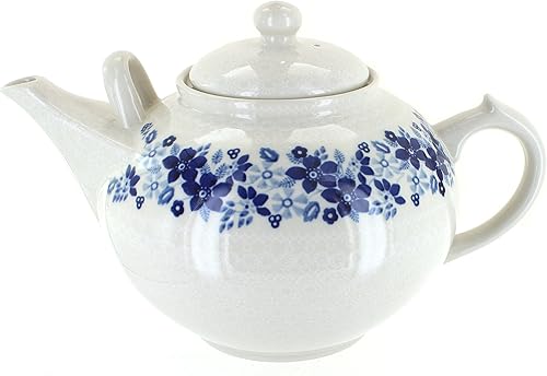 Blue Rose - Tetera grande de cerámica polaca Christiana